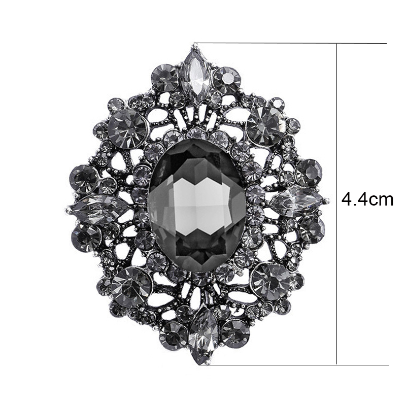 SINLEERY Gothic Style Red Black Blue Oval Big Stone Brooches For Women AAA Cubic Zircon Pins Jewelry Accessories ZD1 SSG: XZ144D