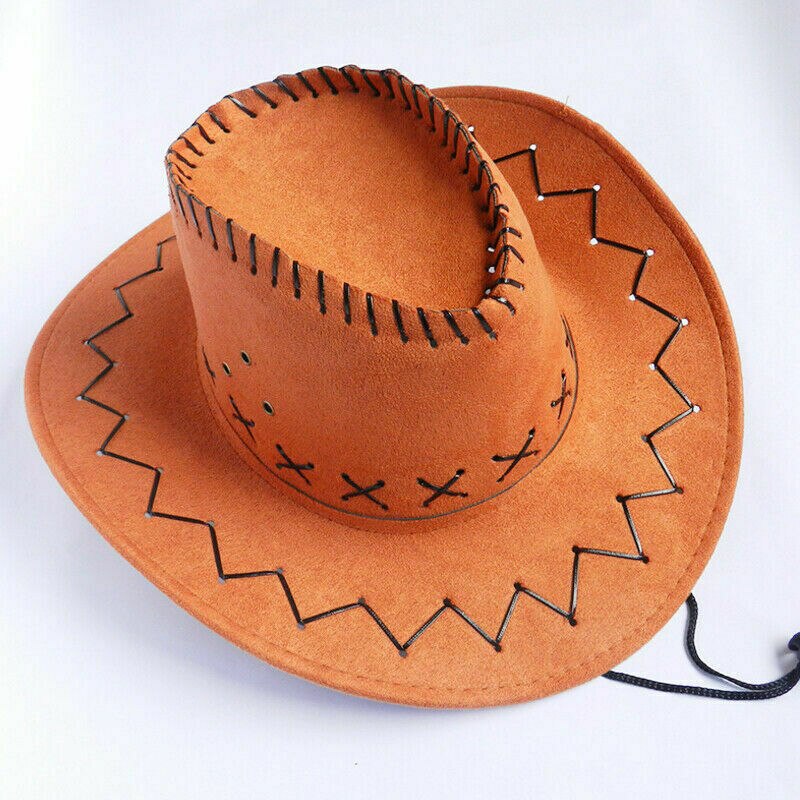 Womens Mens Hat Wild West Fancy Cowgirl Cowboy Hats Western Headwear Cap Black Brown Gray Orange Red Khaki: Orange