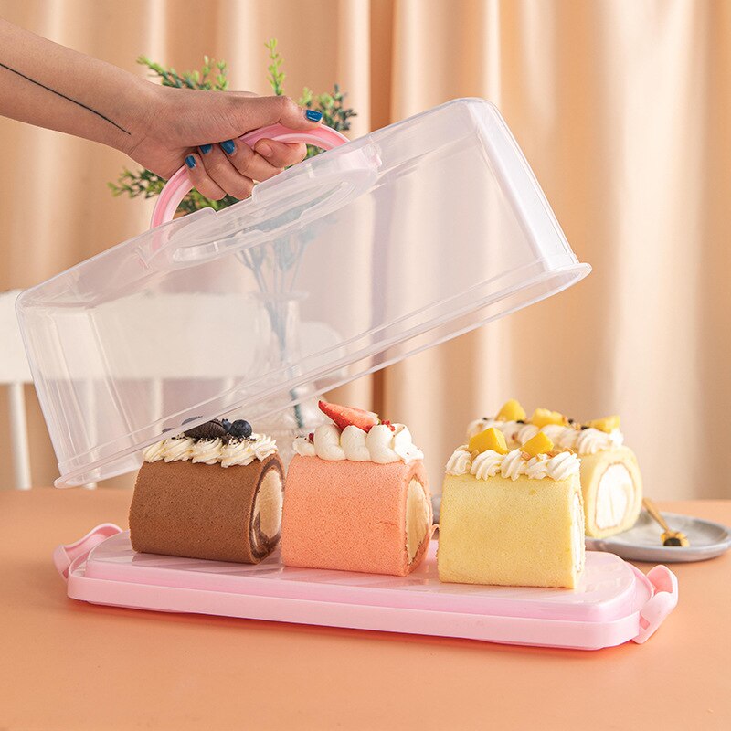 Plastic Clear Cake Box Cupcake Toast Pastry Storage Box Carrier Handle Fridge Food Fruit Dessert Container Cake Cover Case