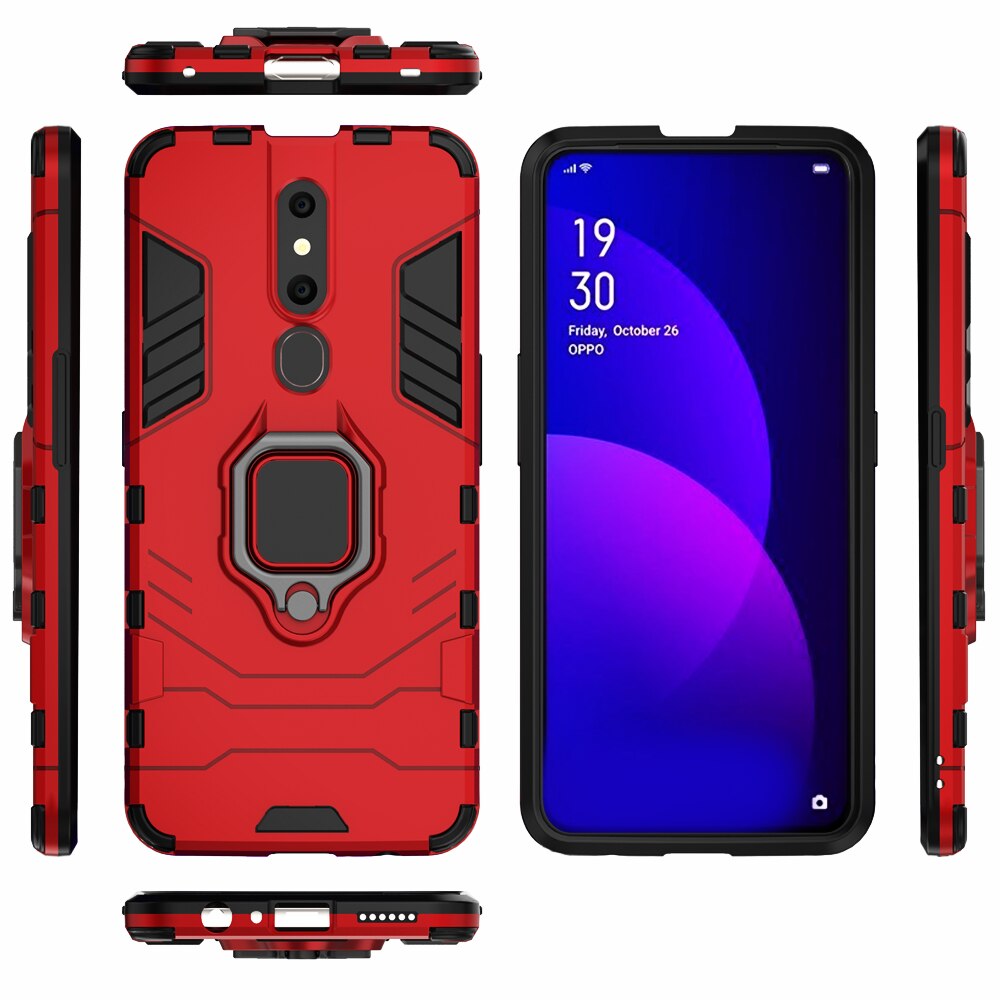 Für OPPO F11 Profi fallen F11Profi Stoßfest Ring Stehen Stoßstange Silikon + PC Telefon Abdeckung Für Oppo A9 A9X Fällen F 11 Profi F11 11Profi: Pro OPPO F11 Profi / rot