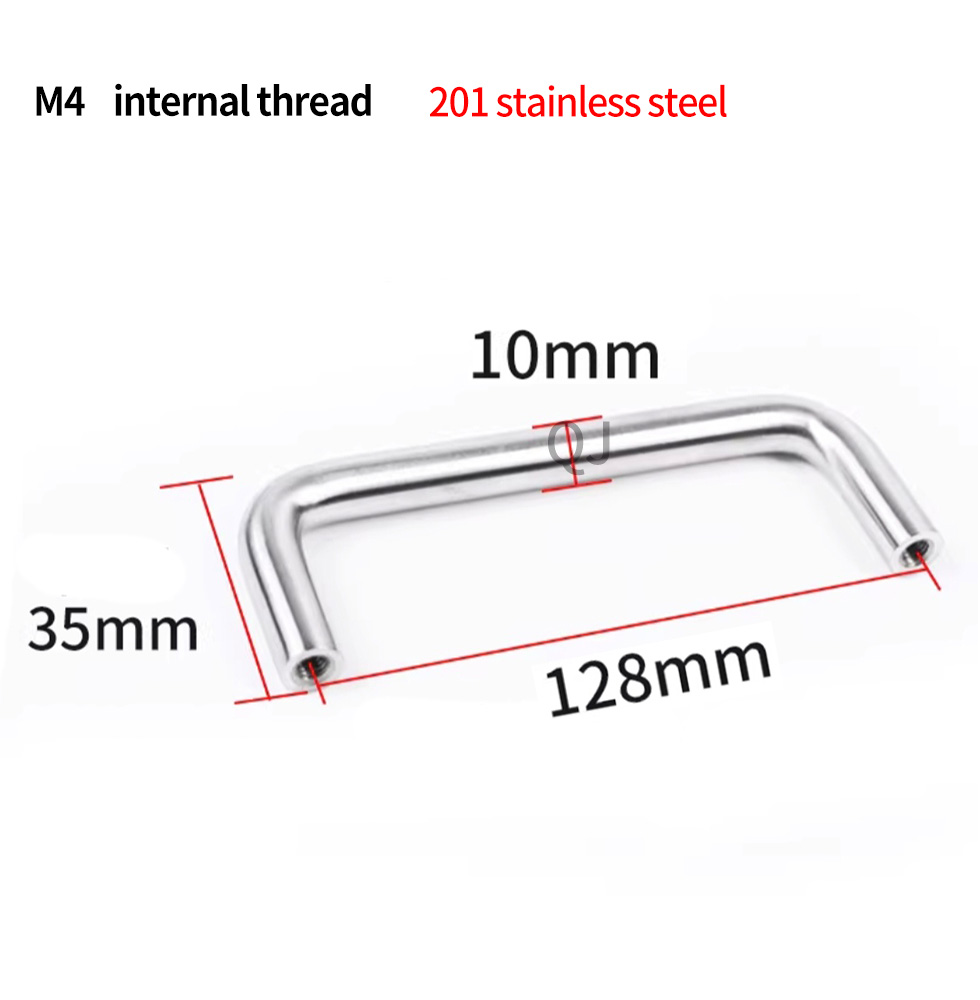 201 massive rustfri ståldør u-formet håndtag kasse panelskab industrielt cylindrisk håndtag: Sølv