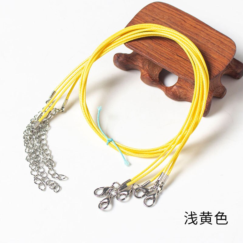 10/20/50 Uds. Colgante de collar de cordón de cadena de cuerda de hilo encerado de cuero colorido para manualidades de joyería de cuerda con cierre de langosta hecho a mano