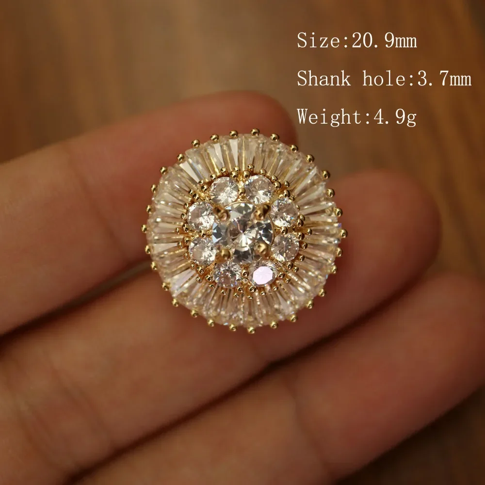 5pc Luxury Crystal buttons for clothing Cubic zirconia button for coat Decorative CZ sewing buttons for suits cardigan: Copper