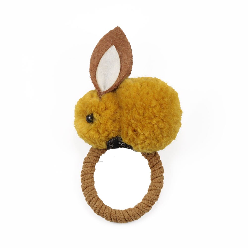 Leuke Bal Konijn Haar Ring Vrouwelijke Tie Touw Koreaanse Elastische Rubber Haarbanden Bunny Haar Touw Kinderen Haar Accessoires: Yellow