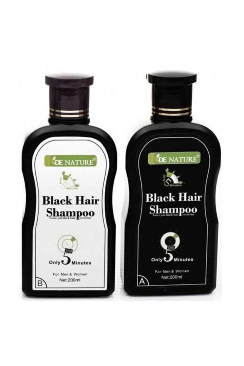 Denature Zwart Haar Baard Snor Shampoo 200 + 200 = 400Ml Voor Mannen Voor Vrouwen Beyaz Saç Kapatıcı, saç Siyahlaştırıcı Şampuan