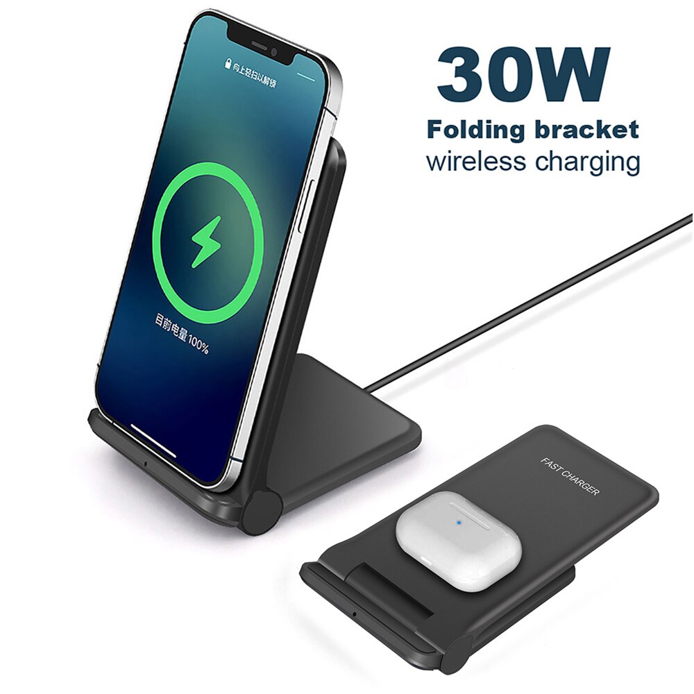 FDGAO-cargador inalámbrico Qi para teléfono móvil, base de carga rápida de inducción tipo C para iPhone 12 11 XS X XR, Samsung S21 S20, 30W