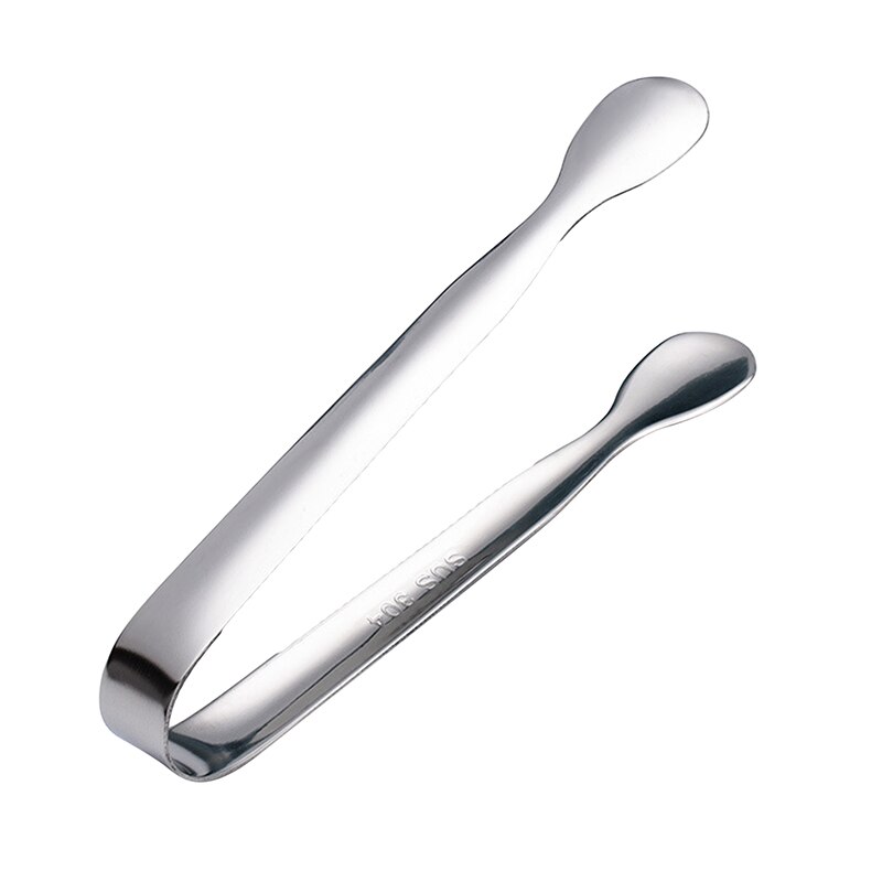 Stainless Steel Ice Cube Clip Ice Tong Bread Food BBQ Clip Barbecue Clip Ice Clamp Tool Bar Kitchen Accessories: Silver