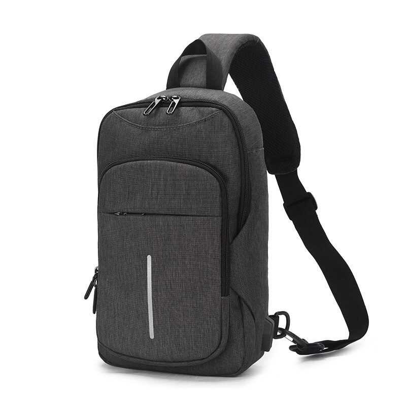 Sac à bandoulière imperméable pour hommes, sac de poitrine Anti-vol avec Interface USB de grande capacité, sacoche masculine: Black