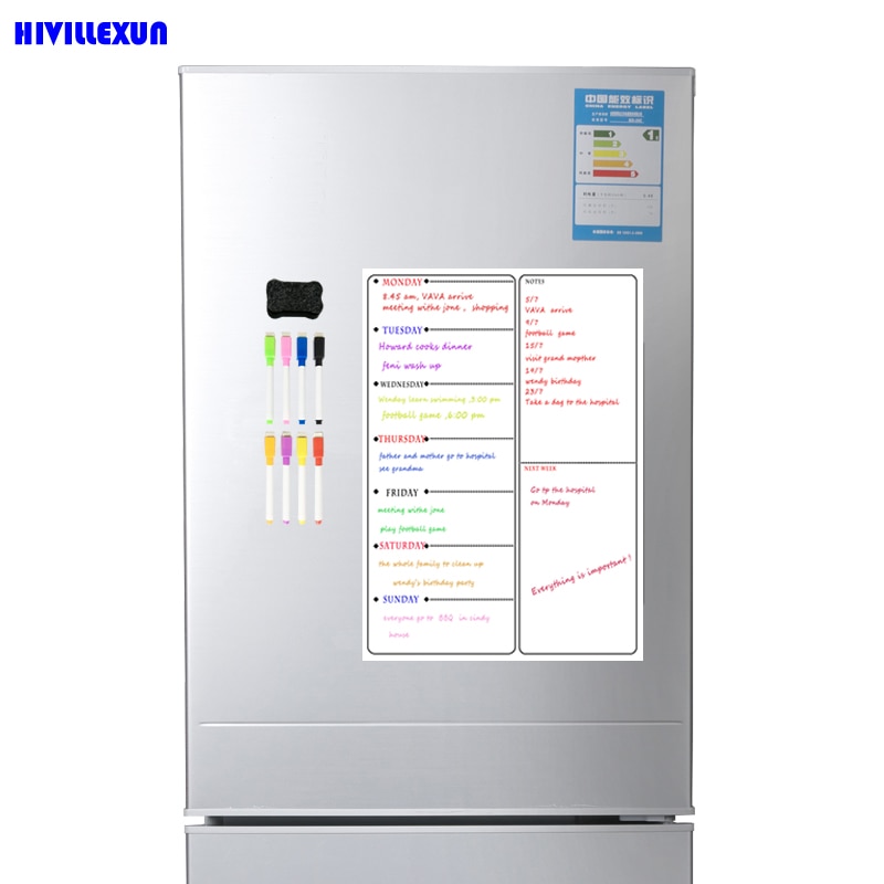 Magnetische A3 Planner Board Set Voor Keuken Koelkast Grote Droge Wissen Kalender Organisator Te Doen Lijst Notepad Wekelijkse Planner Whiteboard
