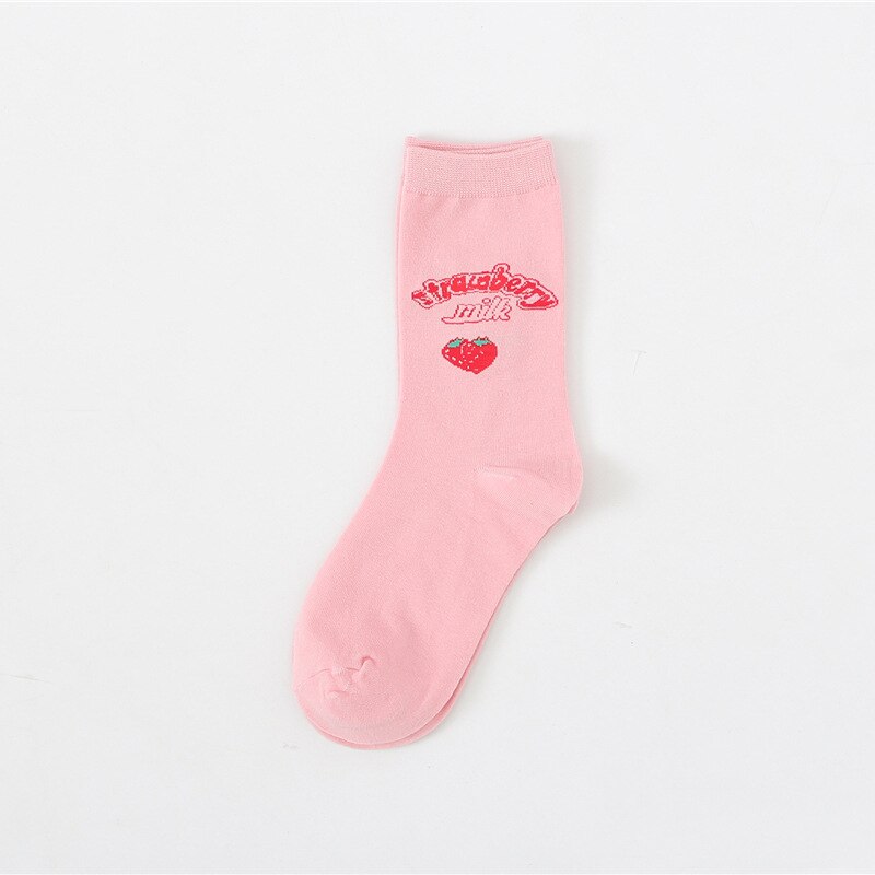 Mignon dessin animé fruits impression avocat banane cerise pêche filles Kawaii chaussettes meias coréen Harajuku broderie Pile tas chaussettes drôles: 16