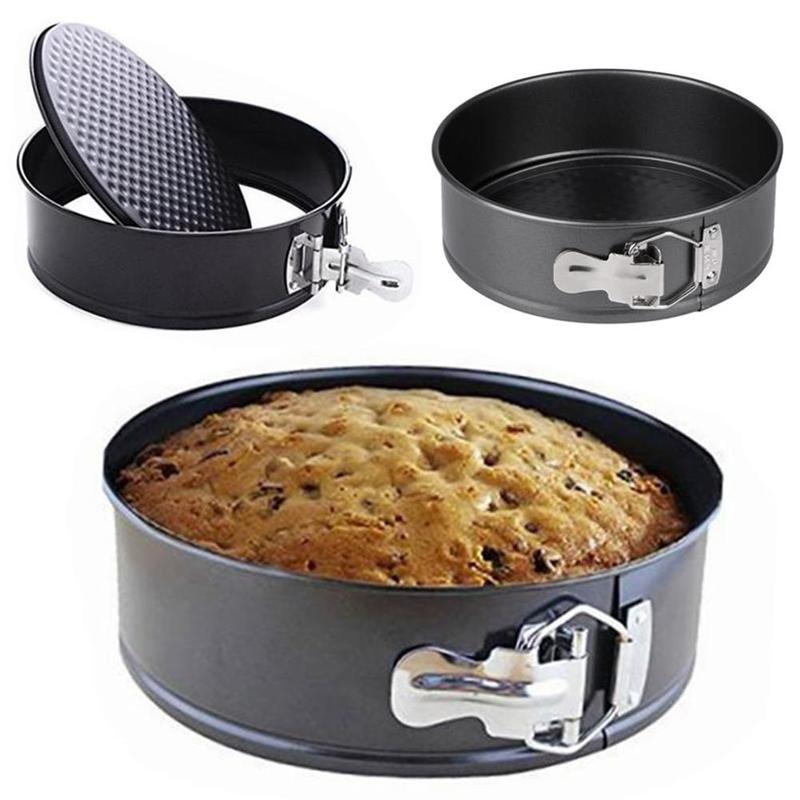 Round Cake Baking Tin Tray Pan For Kitchen Non Stick Spring Removable Pan Steel Carbon Form Bakeware C6K3