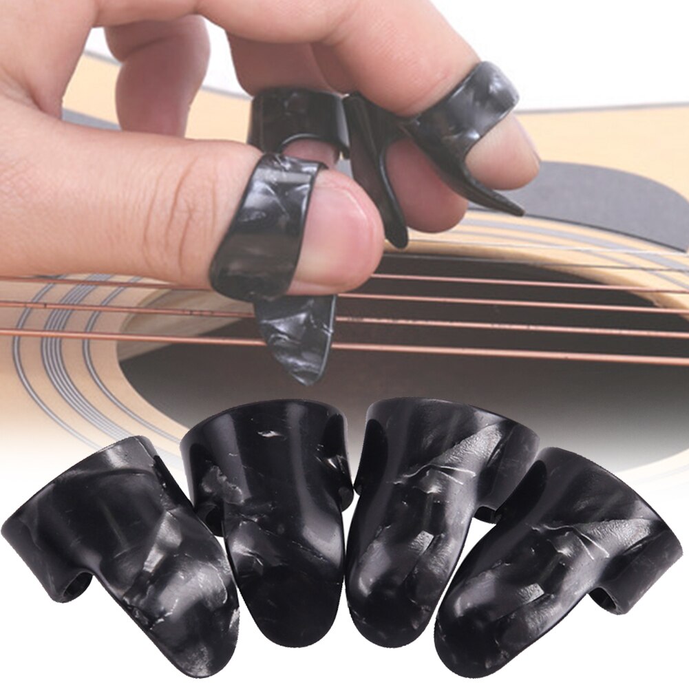 4 Uds acústico púa de guitarra eléctrica instrumento Musical dedo uña celuloide accesorios para ukelele bajo pulgar suave portátil