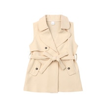 Autumn Kids Girls Coat Jacket Windbreaker Outerwear Trench Casual Cardigans Outfits Clothes Khaki 2-7Y