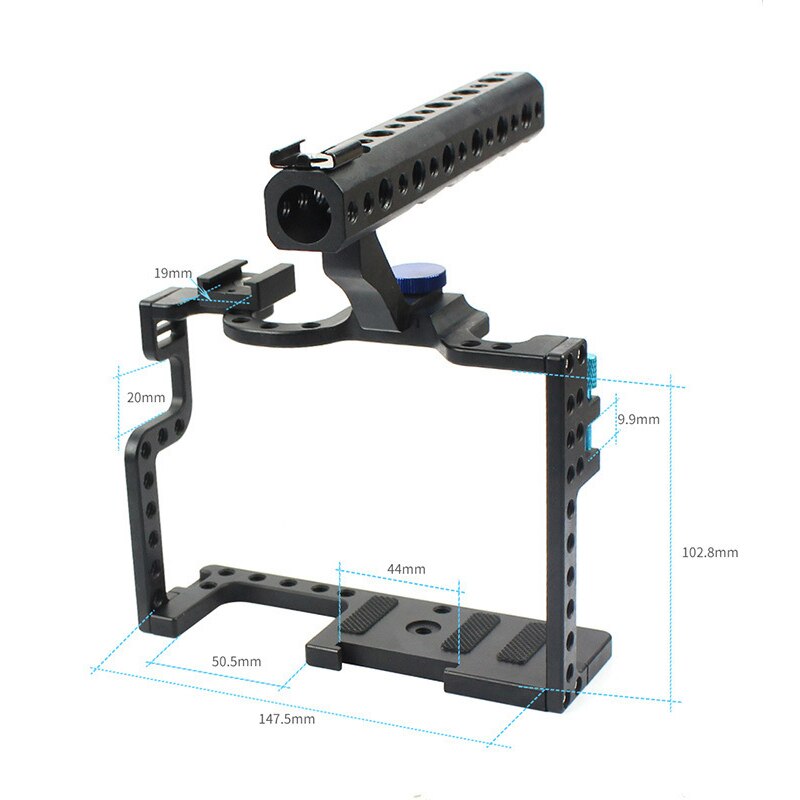 Stabilisateur de Cage de caméra, Cage vidéo de caméra d'alliage d'aluminium pour Panasonic GH5/5S avec la poignée supérieure
