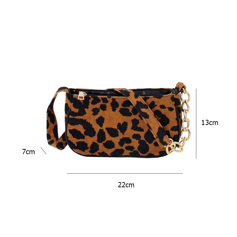 Leopard aufbringen Kette Umhängetaschen Pu Leder Unterarm Handtasche Jahrgang Weibliche Geldbörse Straße Plüsch Frauen Schulter Tasche