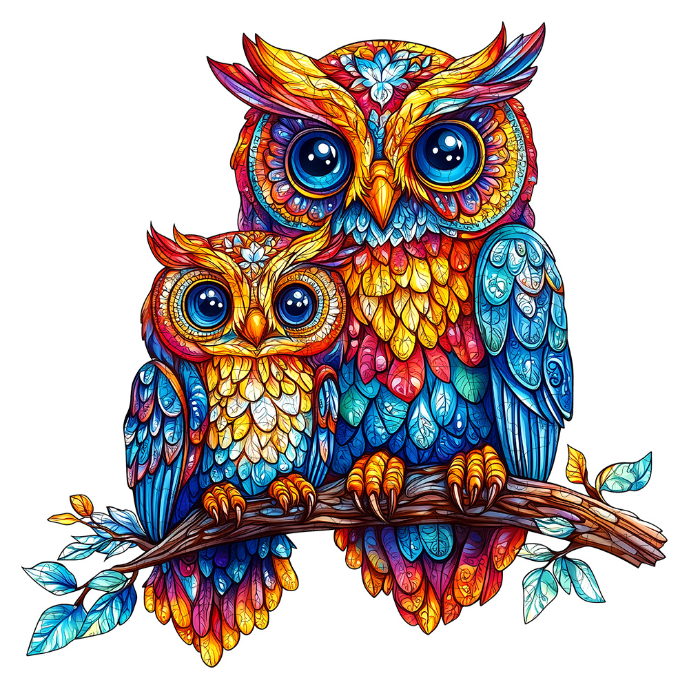 Wooden Puzzles for Adults - Embossed Owl Wooden Jigsaw Puzzle: Unique Shape, Premium Craftsmanship | Ideal Family & Wall Ar