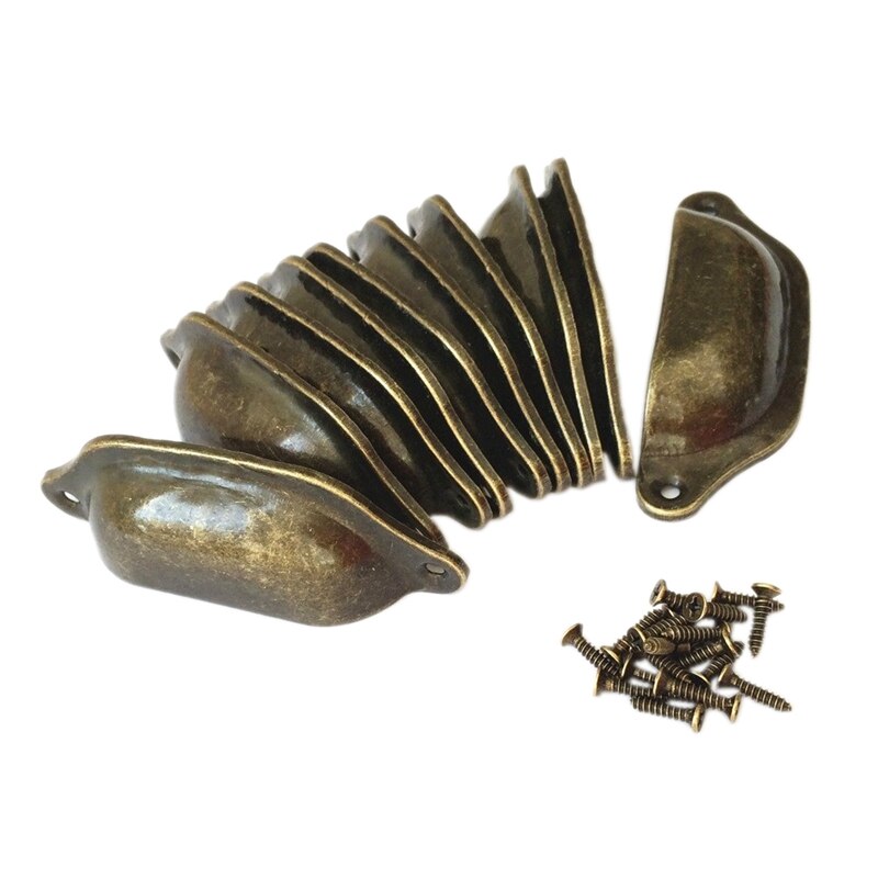 20 pièces Vintage tiroir porte armoire fer coquille tasse poignée placard bouton 9.7cm x 3.5cm