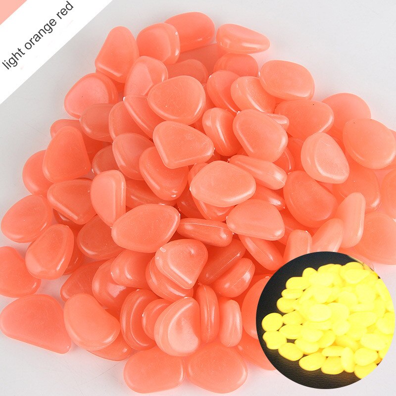 Lysande fisk akvarium dekoration småsten sten 10 st konstgjord färg lysande sten prydnad nattlysande sten: Ljus orange röd