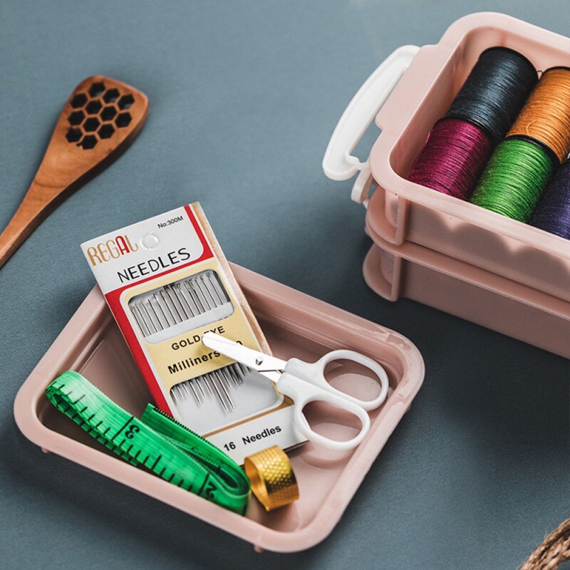 Three layers of 16 reels and sewing box treasure box set, multifunctional sewing kit, sewing thread box storage box
