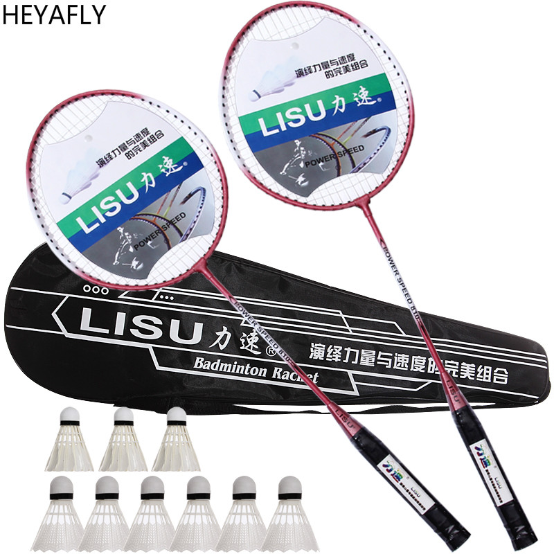 Super licht Badminton schläger doppel schläger 2 stück familie liebhaber Super stahl schläger Schläger einstellen battledore taschen Badminton