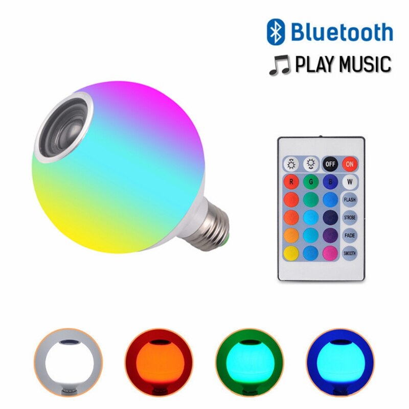Led Bluetooth Muziek Bulb Lamp Met Wit Licht Afstandsbediening Kleurrijke Rgb Kleur Veranderende Bluetooth Lamp (E27)