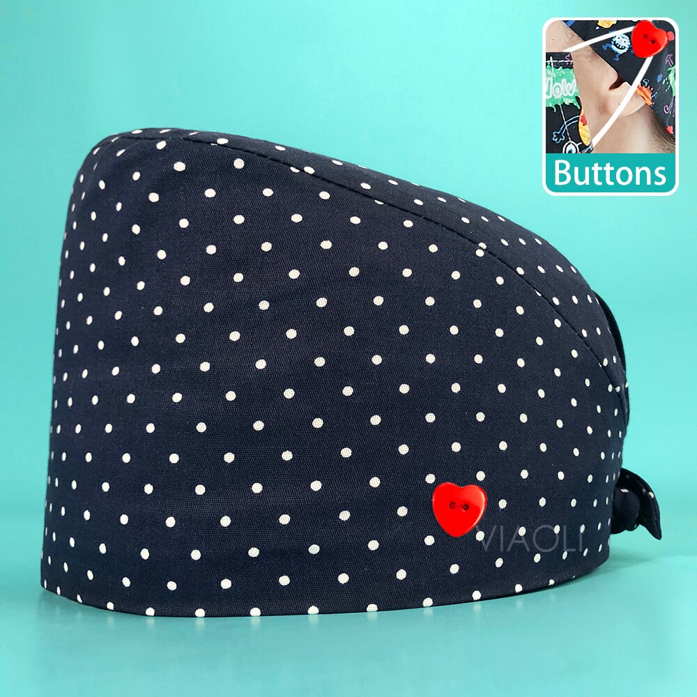 Health Workers Frosted Hat Laboratory operator work cap Beauty salon Print Hat adjustable Scrub Cap working Clean hat Spa Caps: 22098ax