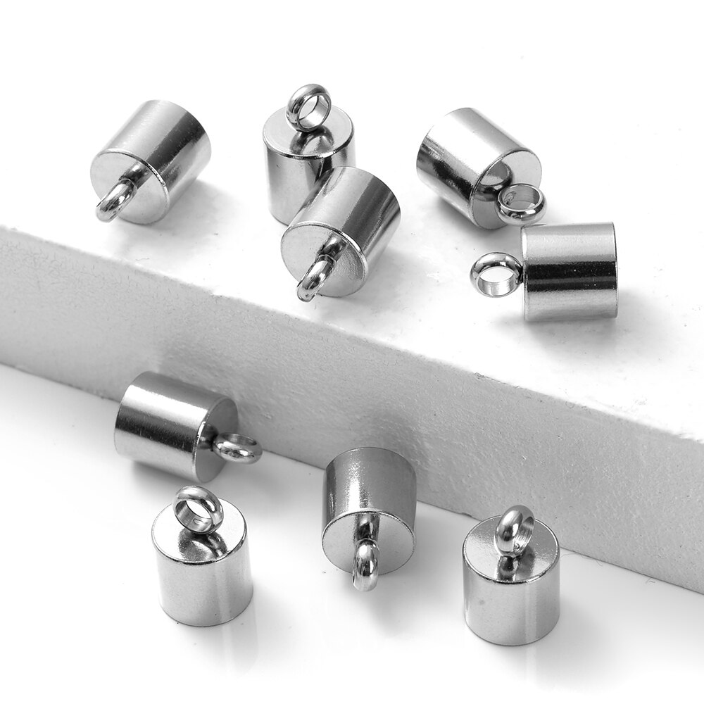 2/3/4/5/6/8/10mm Stainless Steel Connectors End Tip Caps End Crimp Beads Thread Tail End Stopper for Jewelry Making Bracelet
