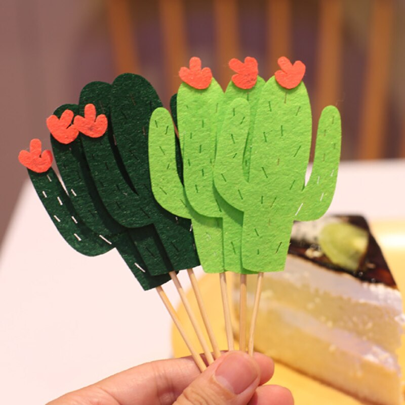 6 Stks/partij Cartoon Cactus Cupcake Cake Topper Cake Vlaggen Plug Decoratie Benodigdheden Voor Bruiloft Verjaardag Festival Party WJPDZS794
