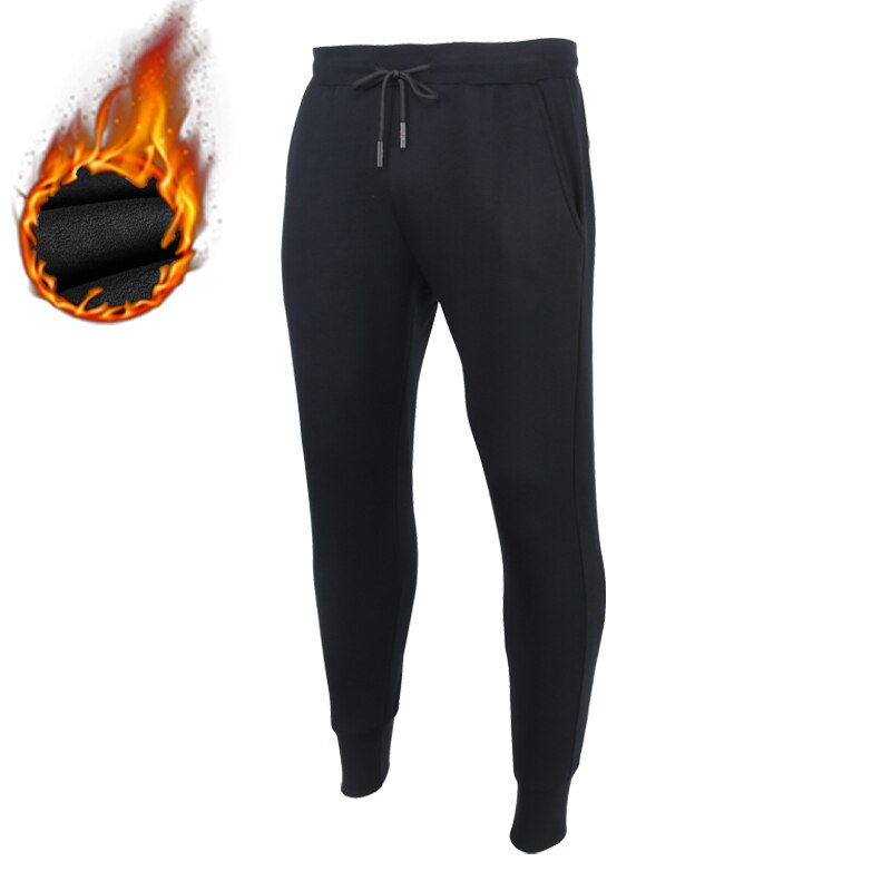 Fitness Mannen Joggingbroek Warm Joggers Winter Sport Thicken Streetwear Fleece Broek Casual Bodybuilding Broek Trainingsbroek: black / M