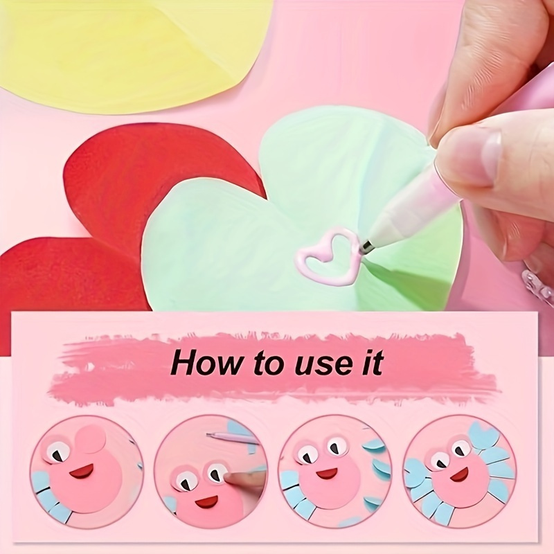 Bolígrafos de pegamento de secado rápido para álbum de recortes, bolígrafo de tela para manualidades, bolígrafo de pegamento líquido, juego de bolígrafos de pegamento rápido para manualidades de papel de álbum de recortes, 6 uds.