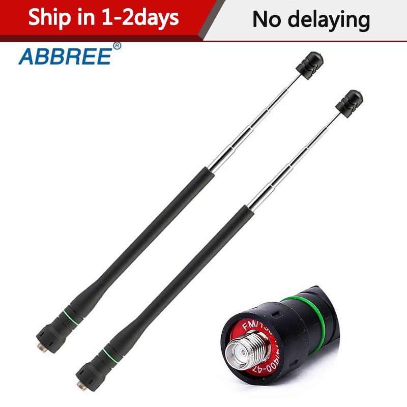 2PCS Abbree AR-775 Telescopic SMA-Female High Gain Dual Band Antenna For Baofeng UV-5R UV-82 UV-9R Plus Ham Walkie Talkie Radio