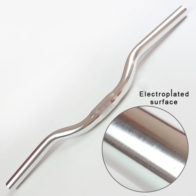 Alliage d'aluminium vtt montagne vélo pliant longue guidon vélo barre 25.4mm longueur facultative 480mm-580mm: Silver 530mm
