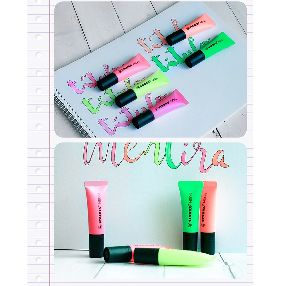 Stabilo Neon- Farbe Textmarker Marker Stift, Nette Zahnpasta bilden, 2/5mm Meißel Spitze für Zeichnung Malerei Büro Arbeit Schule A6826