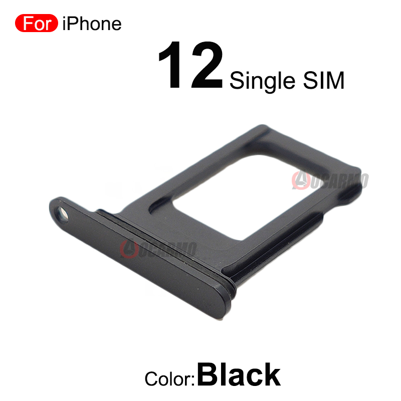Bandeja SIM dual para iPhone 12 pieza de repuesto con ranura para tarjeta SIM única: Negro