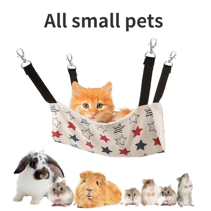 Hamaca de lona para gatos, camas para hámster, cama colgante de doble cara, columpio para mascotas, hámster, ardilla, conejo, descanso, suministros para dormir