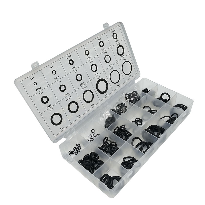 Gummi o-ringssats packningar tätning nitrilgummiband högtrycks o-ringar reparationssats tätning gummiband svarta o-ringar: Silver-