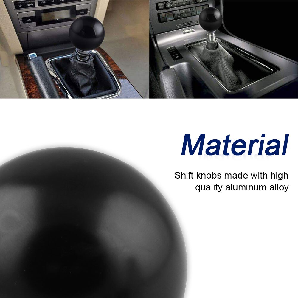 Universal Aluminum Pure Black Round Ball Nickel Shift Knob Lever Heavy Weighted Metal SK113