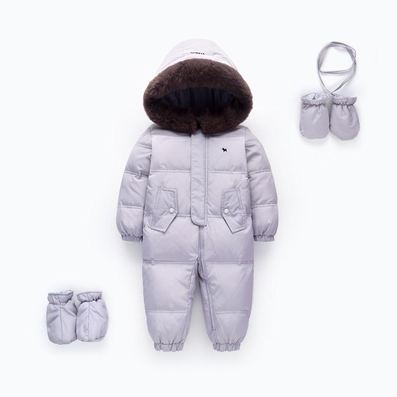 Officiële orangemom-winkel baby winter romper eendendons baby sneeuwpak kind jumpsuit kinderen bovenkleding warme overalls voor meisjes: Grijs / 9m