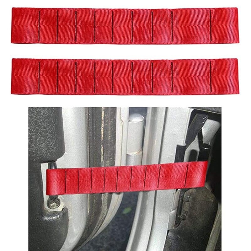 Heavy Duty Strong Adjustable Door Limiting Check Strap for Jeep Wrangler TJ JK JL Load 1000 Lb (2PCS-Red)