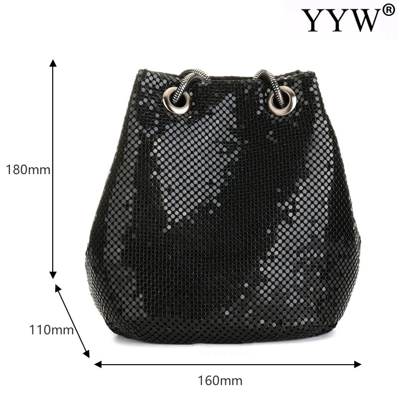 Women Bucket Shoulder Bag With Sequin Crossbody Bag Evening Party Sliver Gold Purse Girl Handbags Female Clutches Bolsos