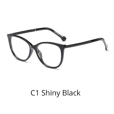 Ralferty Jahrgang Klar Brille Rahmen Frauen Transparente Gläser Brillen Optik Myopie Rezept Brillen lunette de vue F95169: C1 glänzend Schwarz