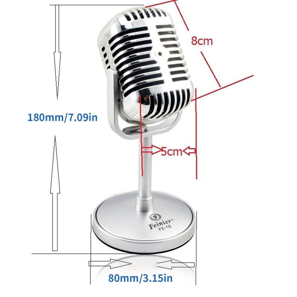 Micrófono de Estilo Vintage para estudio, micrófono de condensador clásico Retro con soporte, micrófono KTV