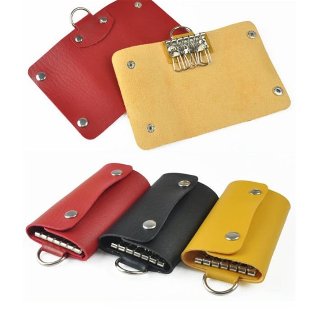 Mannen Autosleutel Case Houder Pu Leather Sleutels Chain Wallet Organizer Bag Voor Huishoudster Vrouwen Portable Key Ring Bag Pouch accessorie