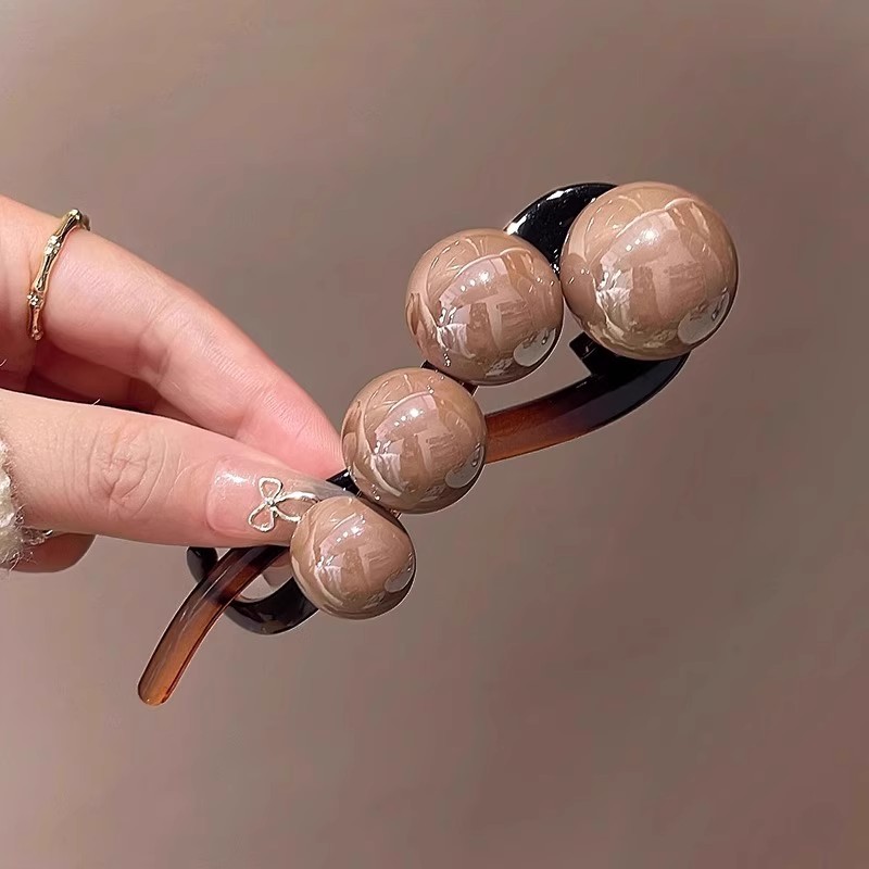 Pinza para el pelo con perlas para mujer, soporte para el pelo largo, pasador de horquilla, adorno para el cabello, diadema, accesorios para el cabello a la: Azul cielo