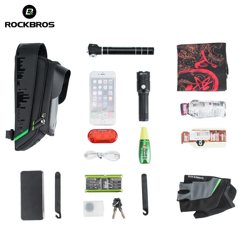 ROCKBROS Telefoon Fietstas Touch Screen Voor Tube Cycling Bike Bag Waterdicht Frame Fietstassen Fiets Accessoires