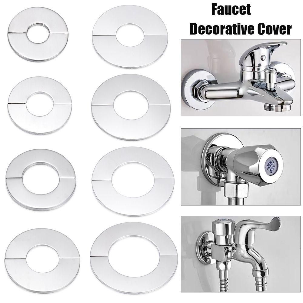 1Pc Zelfklevende Douche Kraan Decoratieve Cover Verchroomd Roestvrij Stalen Waterleiding Muur Covers Badkamer Accessoires