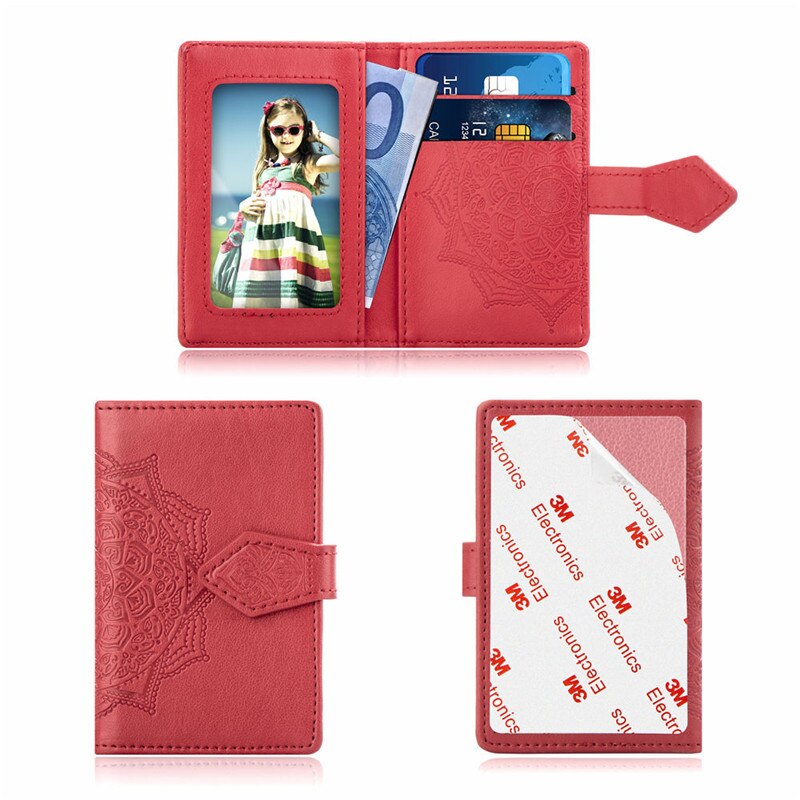 praktisch Zurück Karten Halfter Brieftasche Kredit Ich würde Karte Tasche 3M Klebstoff Aufkleber Für iPhone Samsung Xiaomi Huawei Telefon beutel: rot