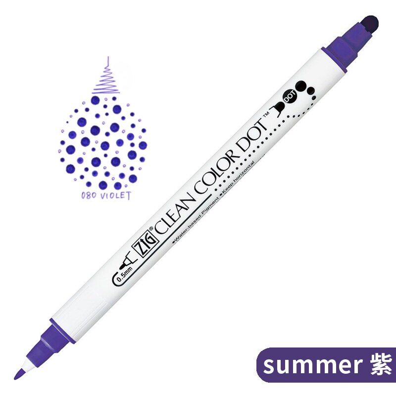 1pc japonia Zig KURETAKE czysty kolor kropka TC-6100 podwójna głowa metaliczny kolor Marker akwarela pióro malowane pędzelek artystyczny okrągły znaczek: Purple