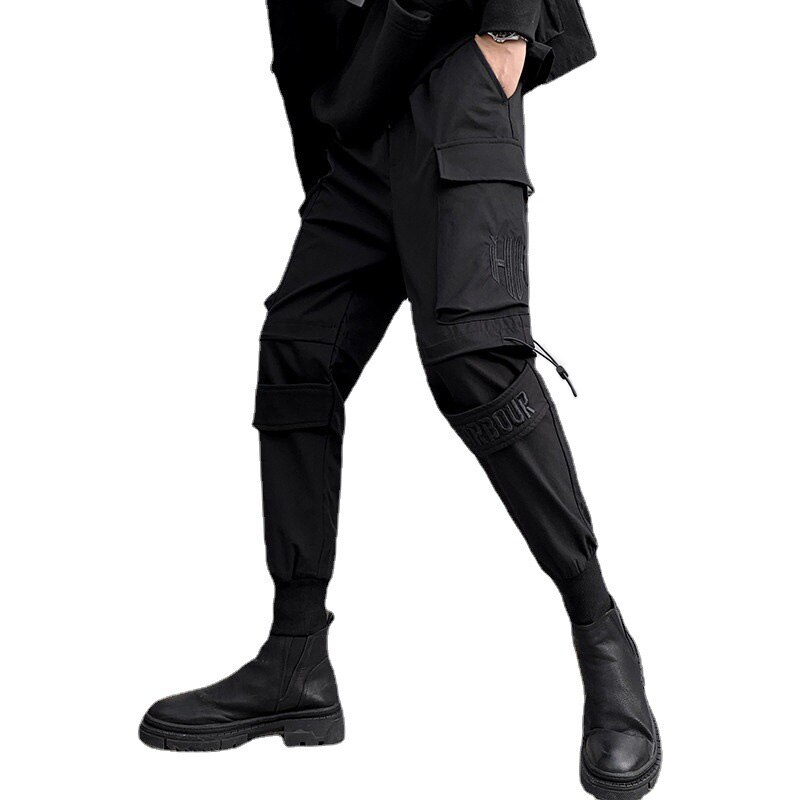negro pantalones hombres larga Streetwear ropa coreana Hip Hop Punk pantalones Harem estrechos de estilo Safari pantalones Casuales