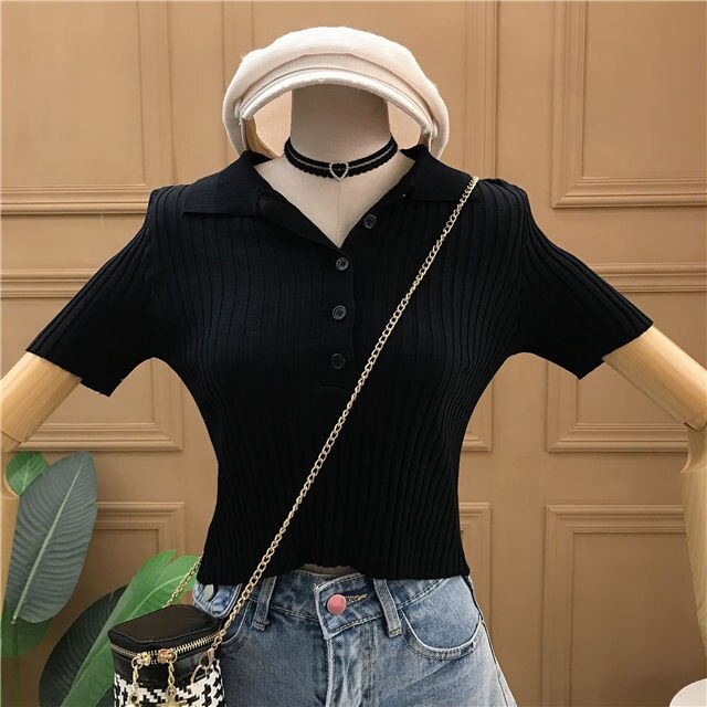 T-shirt à manches courtes pour femmes, Streetwear de Style coréen pour dames, confortable, Slim, solide, assortie, Simple, décontracté, offre spéciale: Black / S